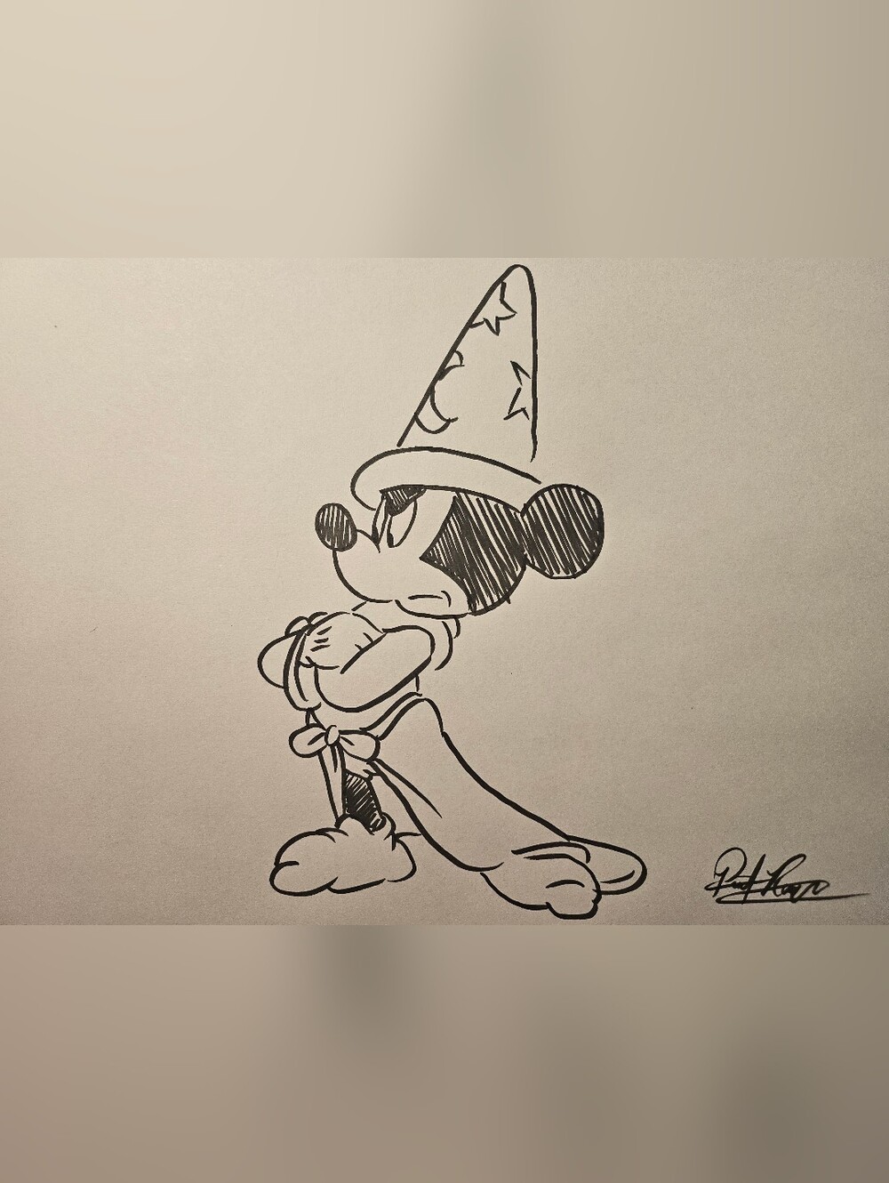 Disney Sorcerer Mickey Fantasia Ink Drawing/Sketch Animation Art